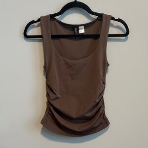 H&M Ruched Chocolate Brown Tank Top